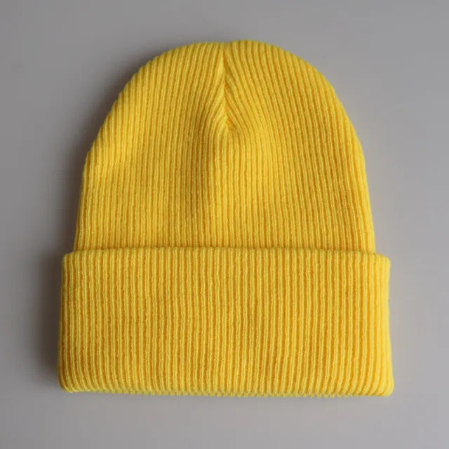 Pure Color Light Board Adult Knitted Hat With Warmth Hip Hop Hat Yellow - Shop at LoveMi
