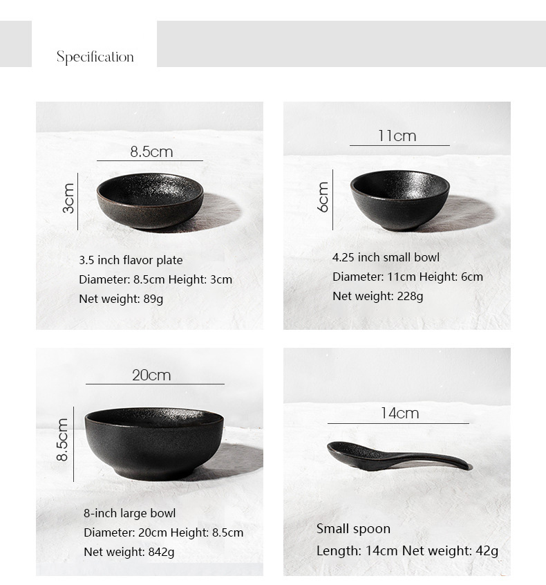 Title 5, Black Creative Tableware Dessert Salad Bowl