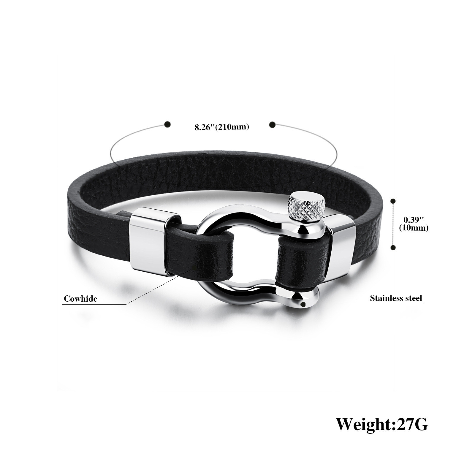 Men'S Stainless Steel Buckle Leather Life Bracelet Nautical Surfer Jewelry
