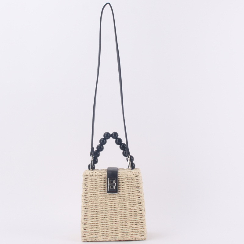 One-shoulder Hand Bag Woven Bag Beach Bag Mori Series Straw Woven Bag Female Bag Trapezoidal Rattan Bag