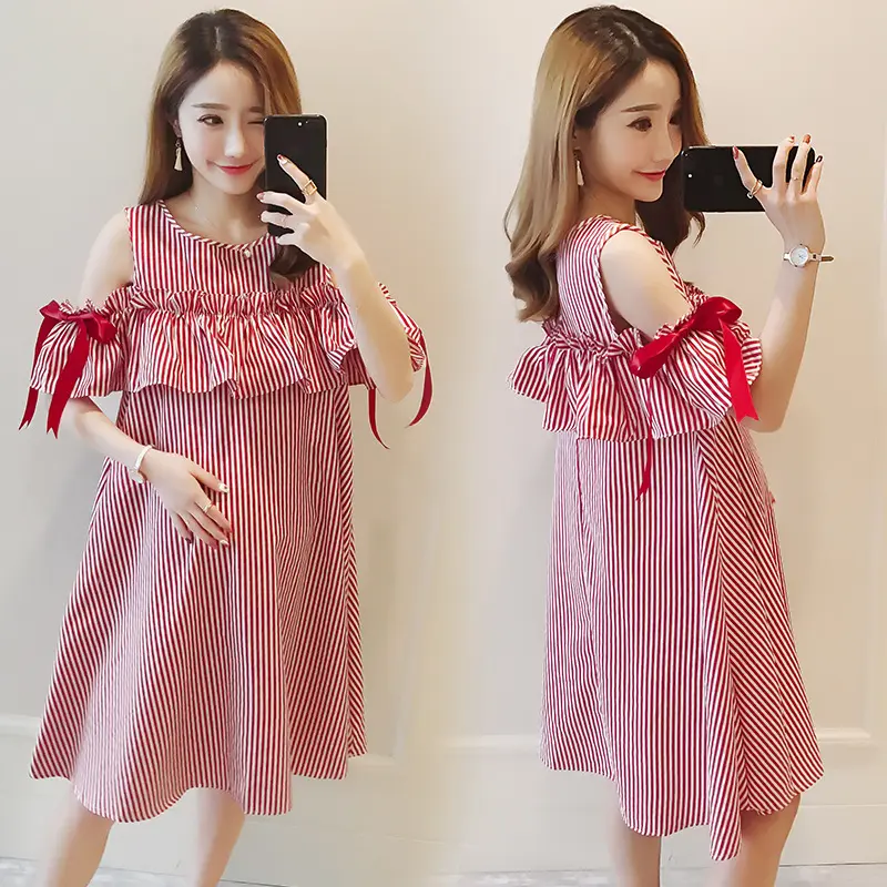 Maternity Dress Summer Skirt Top Suit Mid-Length