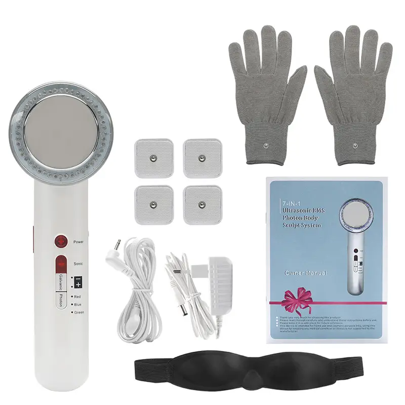 Seven In One Led Color Light Ultrasonic Beauty Instrument Household Multifunctional Ultrasonic Ems Iontophoresis Cross-Border