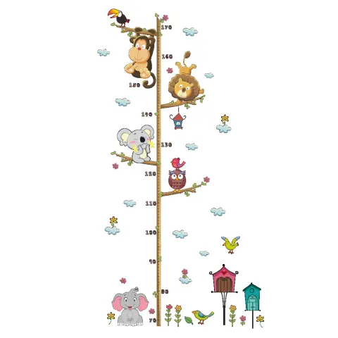 New Cartoon Elephant Lion Zoo Height Stickers Children'S Room