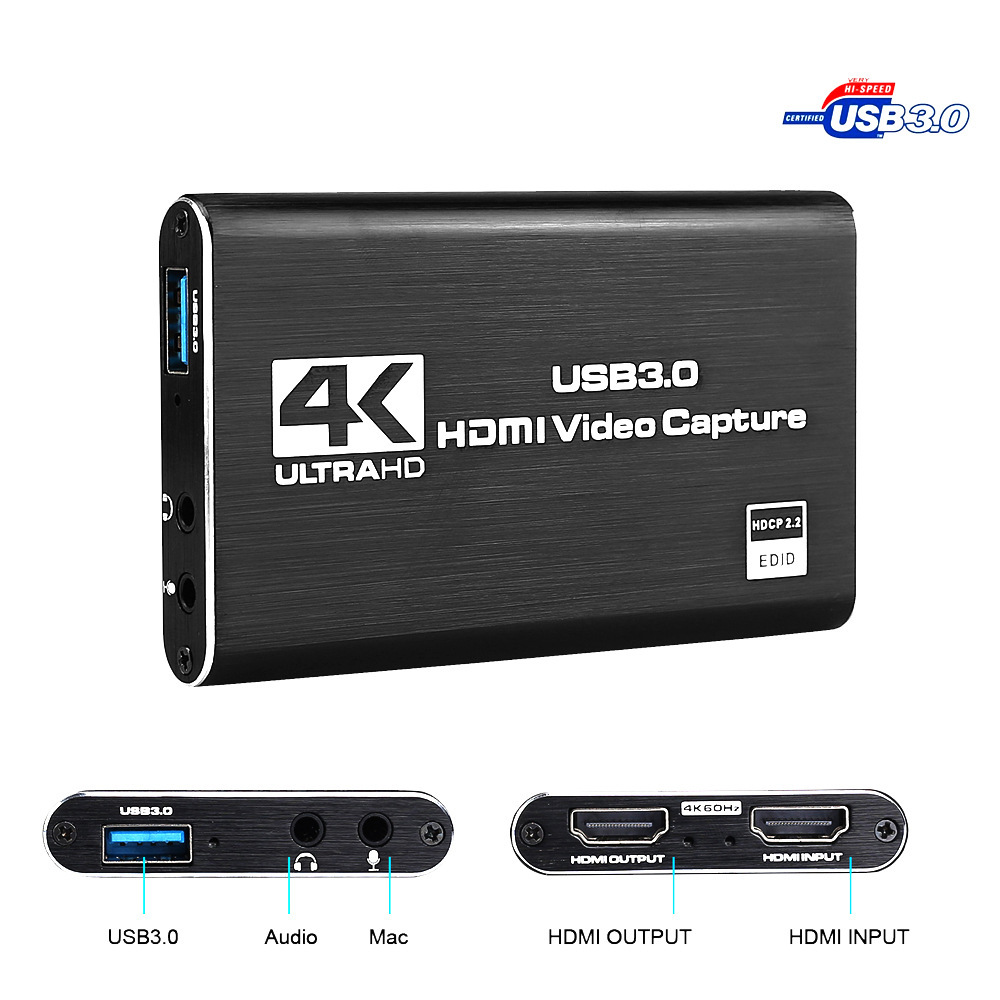 Карта захвата видео HDMI Карта захвата 4K Запись экрана Usb3.0 1080P 60Fps Захват игр