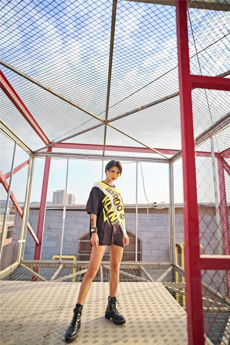 Trendy Simple Stitching Ladies Short Sleeves