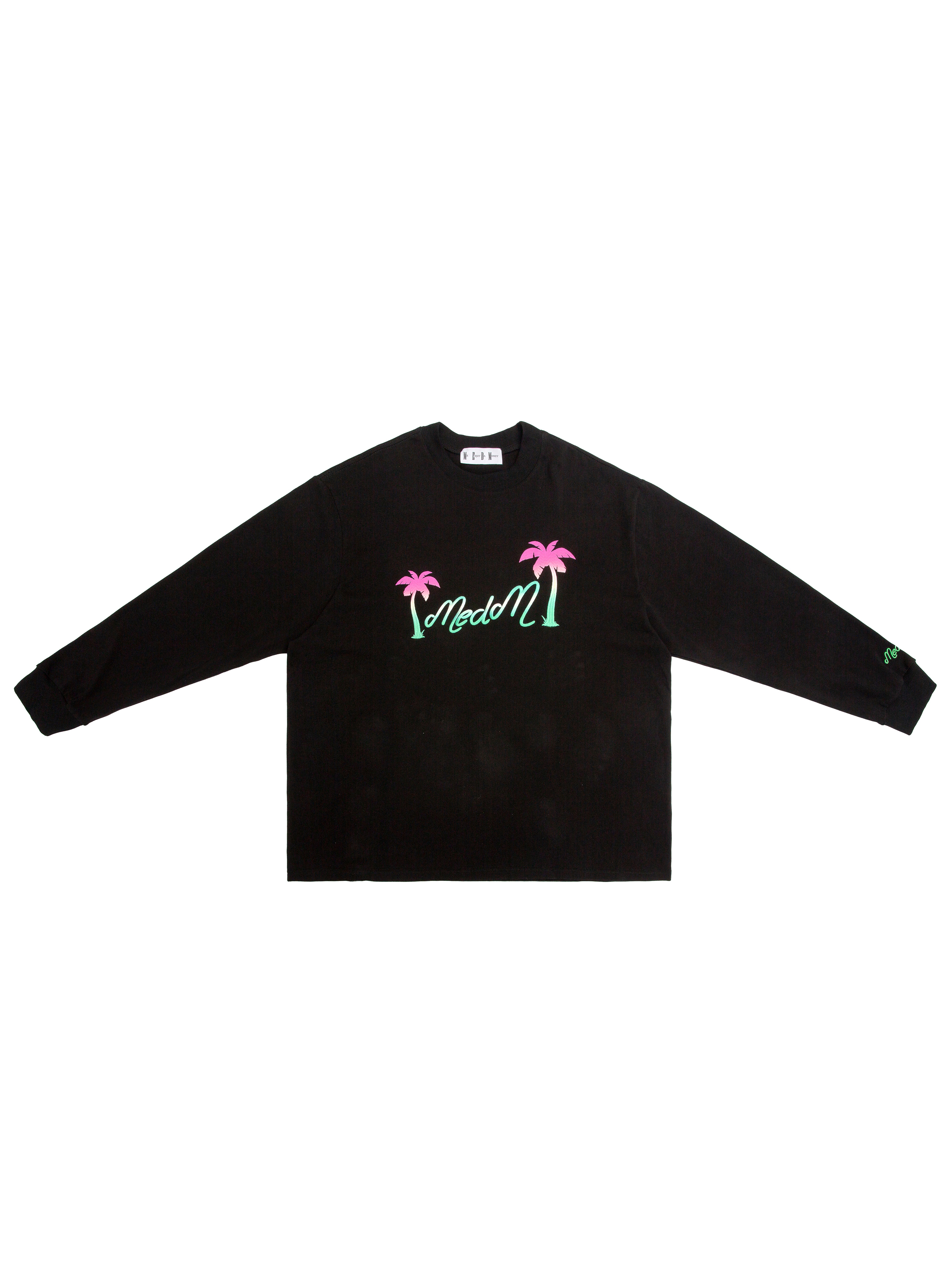 Long-Sleeved T-Shirt For Couples 300g Coconut Tree Letters Three-Dimensional Embroidery Gradient Tie-Dye Trendy Top