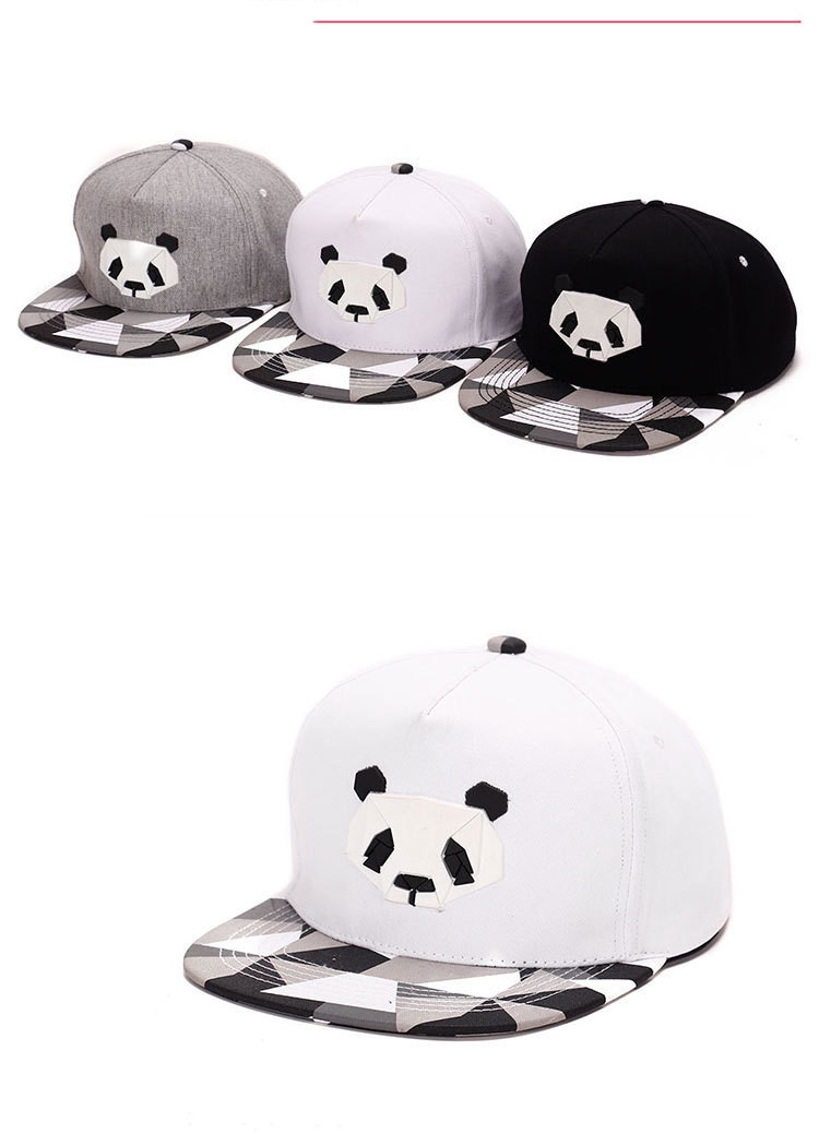 Korean Cotton Cartoon Hip Hop Hat Men'S And Women'S Rubber 3D Panda Flat Edge Baseball Hat