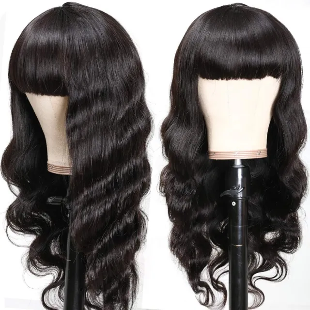 Real Hair Body Headgear Wig With Bangs real hair headgear with bangs 12Inch - Shop at LoveMi