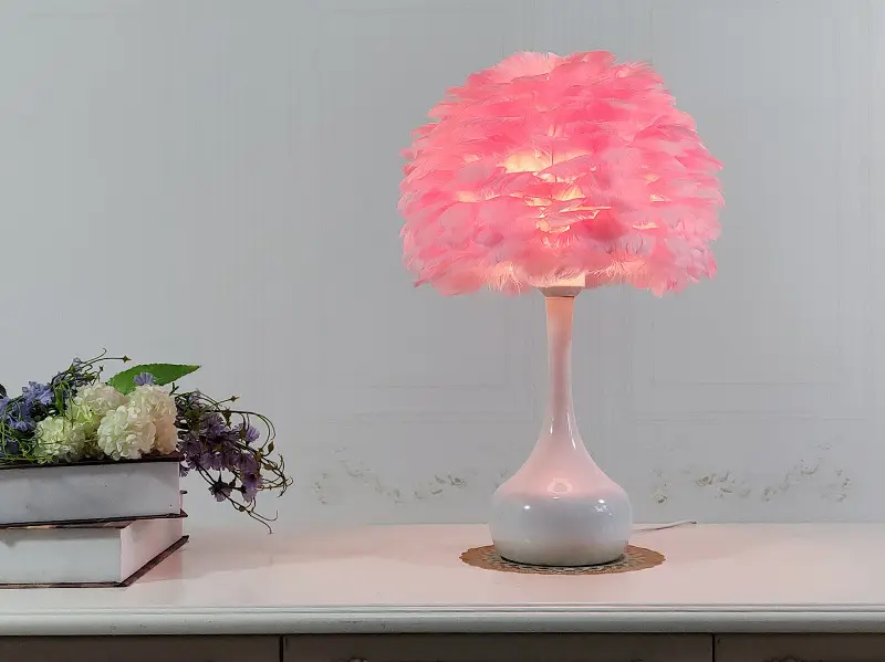 Luxury Feather Table Lamp Bedroom Bedside Light