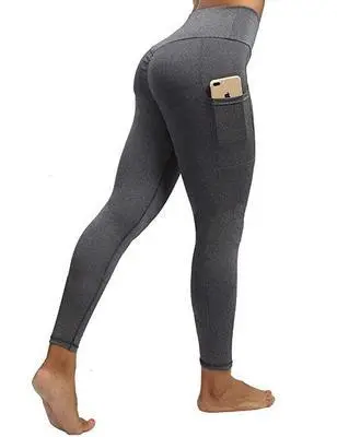 High Waist Double Pocket Yoga Pants - Grey