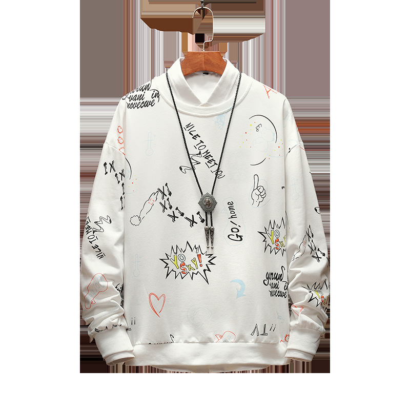 Hip Hop Print Graffiti O Neck Sweatshirt
