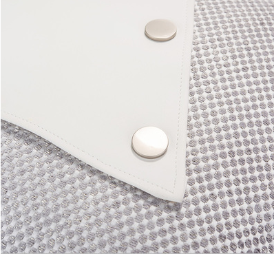 Pillow Beige Square Pillow Stitching White Leather