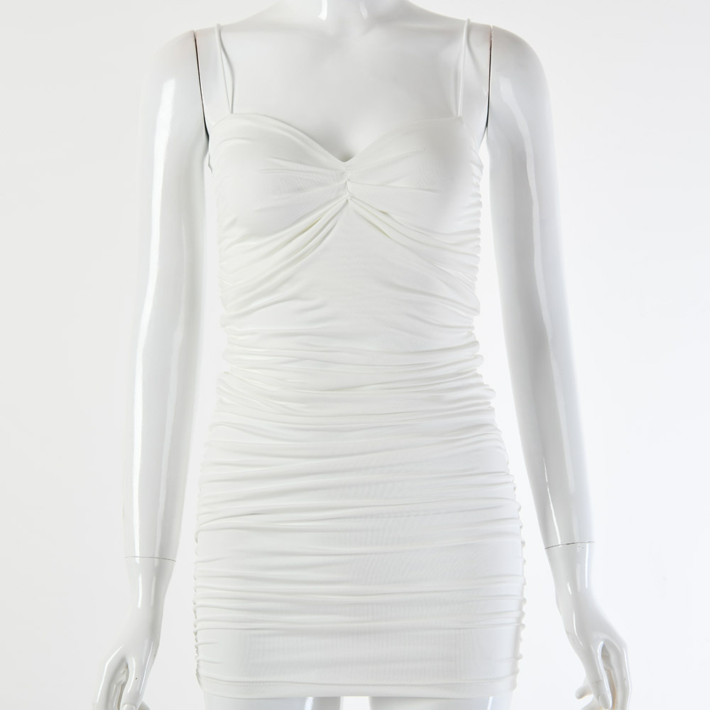 Women's Low-Cut Sling V-Neck Pleated Dress Summer One Generation