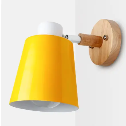 Bedside Wall Lamp Wooden Plug Switch Nordic