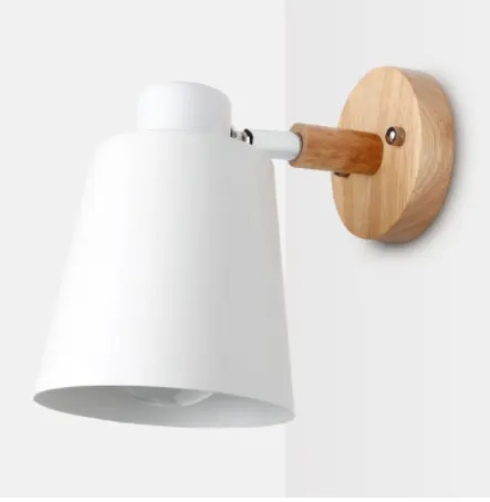 Bedside Wall Lamp Wooden Plug Switch Nordic