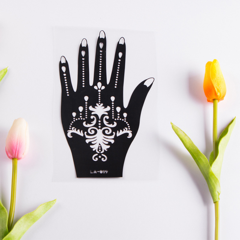 2 Sheets Hand Tattoo Decal Henna Stencil Temporary 