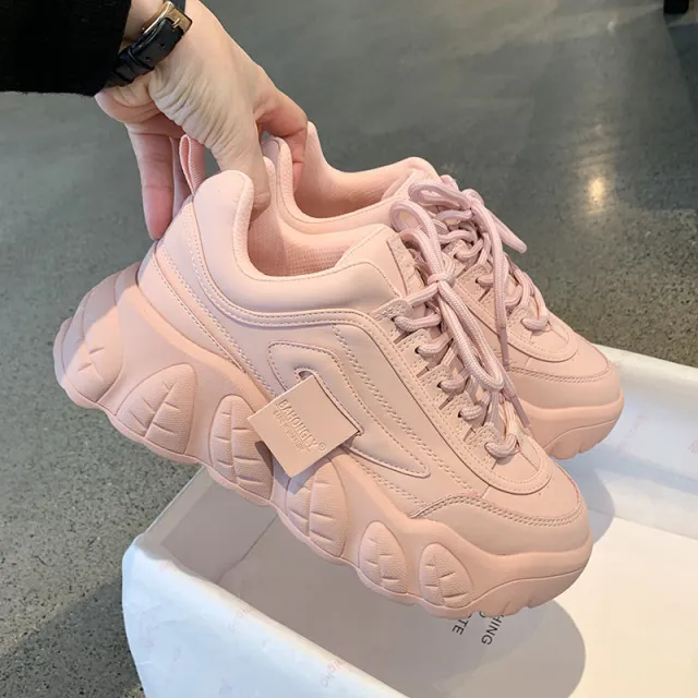 Harajuku Net Celebrity Old Shoes Female Ins Trendy Taro Color All Match Casual Platform Sneakers Pink - Shop at LoveMi