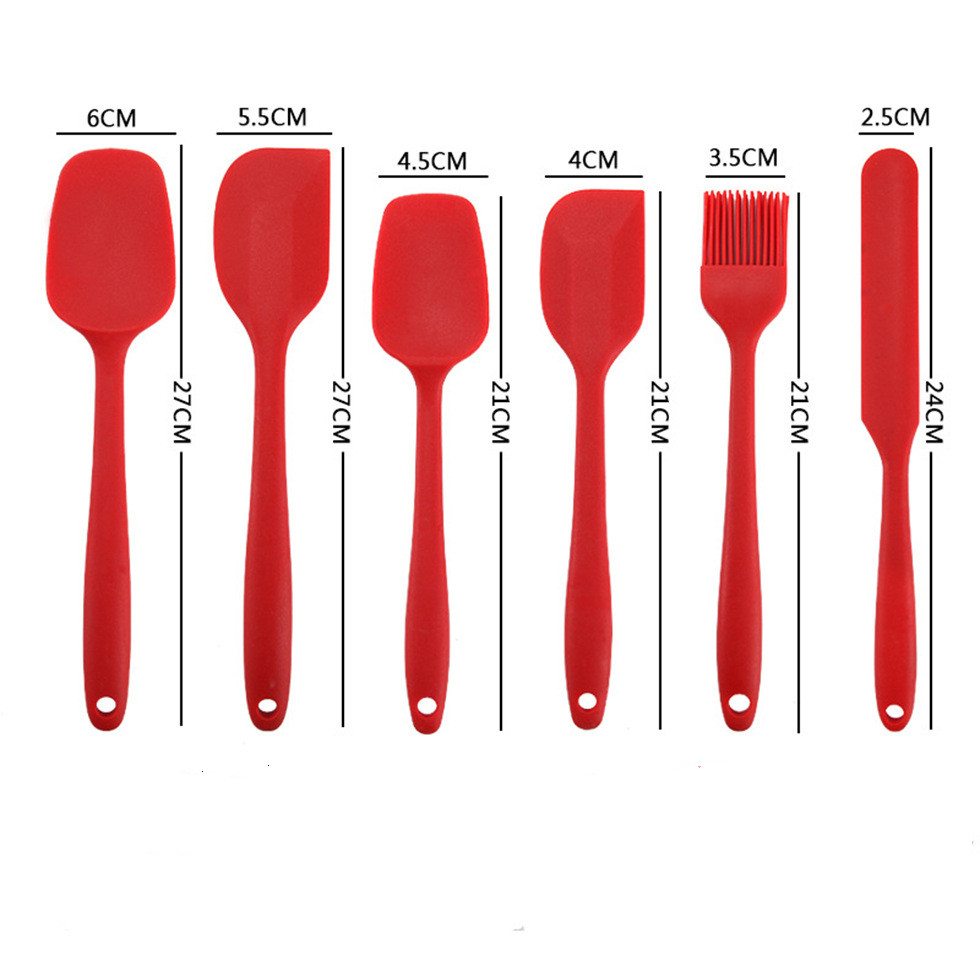 Silicone Kitchenware Six Piece Set Cream Integrated Scraper Spatula Oil Brush Size Scraper Baking Set