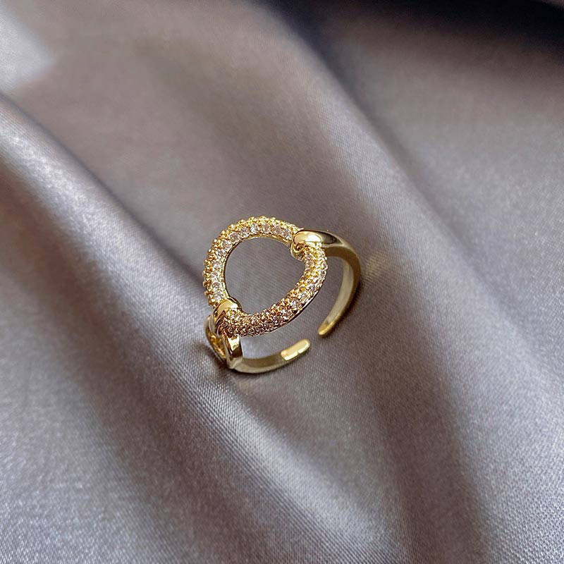 Diamond Open Ring Simple Light Luxury Index Finger Ring Net Celebrity Elegant Ring Female