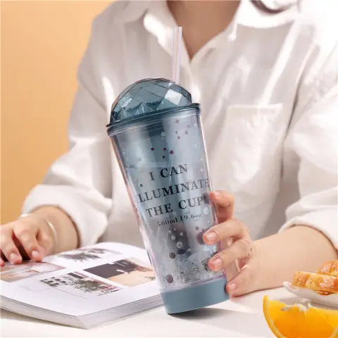 Luminous Creative Coffee Cup Plastic Cup Light Gradient Portable