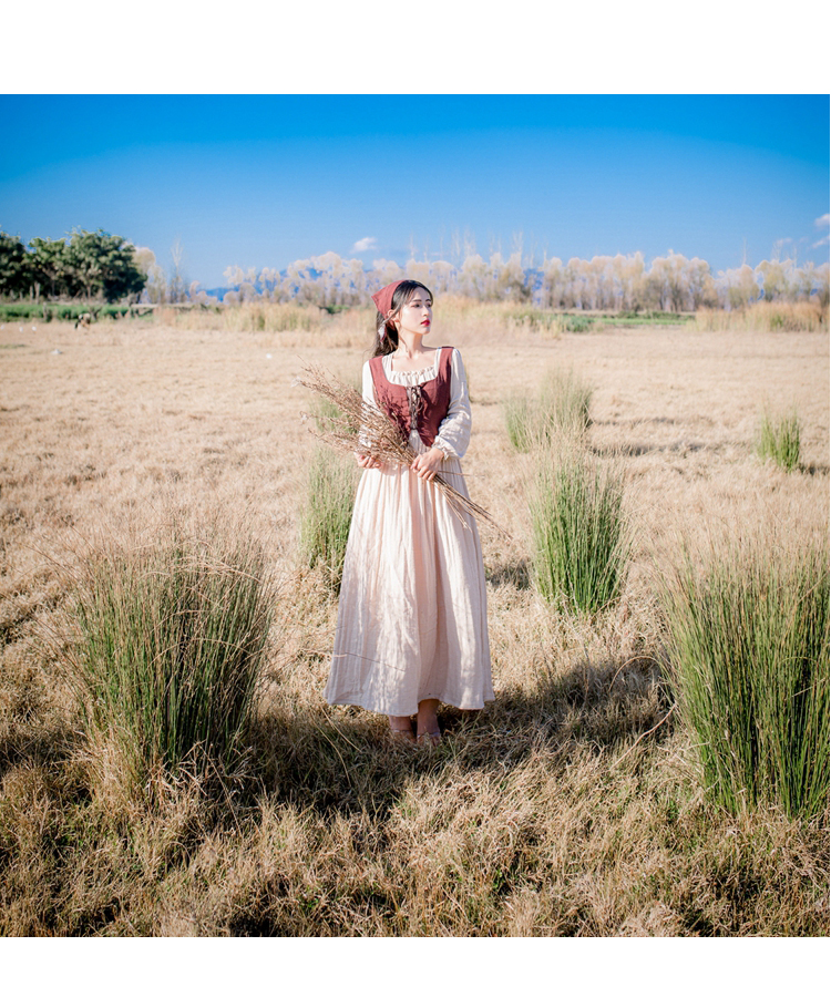 Cotton Linen Two-Piece Dress And Waistcoat