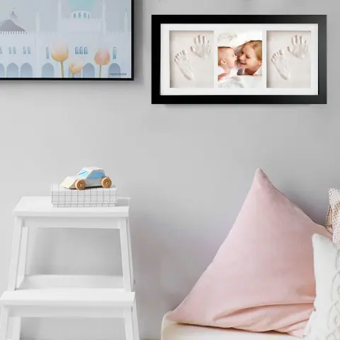 Baby Hand and Foot Print and and Wooden Photo