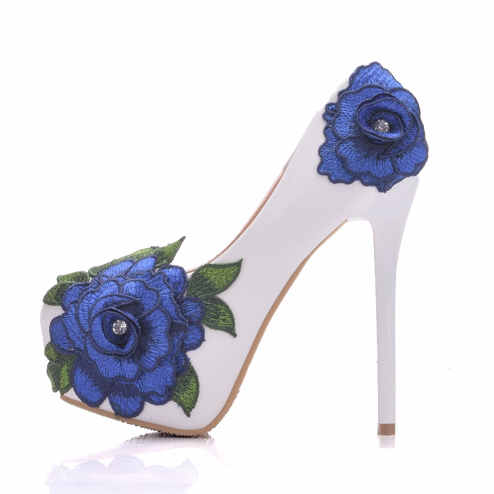 14 Cm High Heels Mikhaki Big Flower Banquet High Heels Stiletto Round Toe Waterproof Platform Single Shoes Foreign Trade Large Size