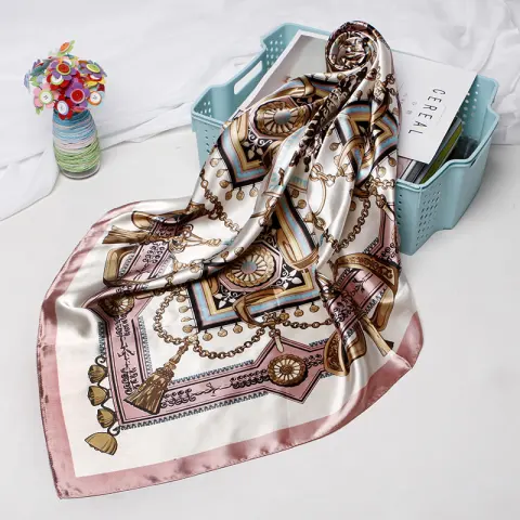 Women Fashion Bandana Scarf Printed Silk Satin Hair 90.90Cm