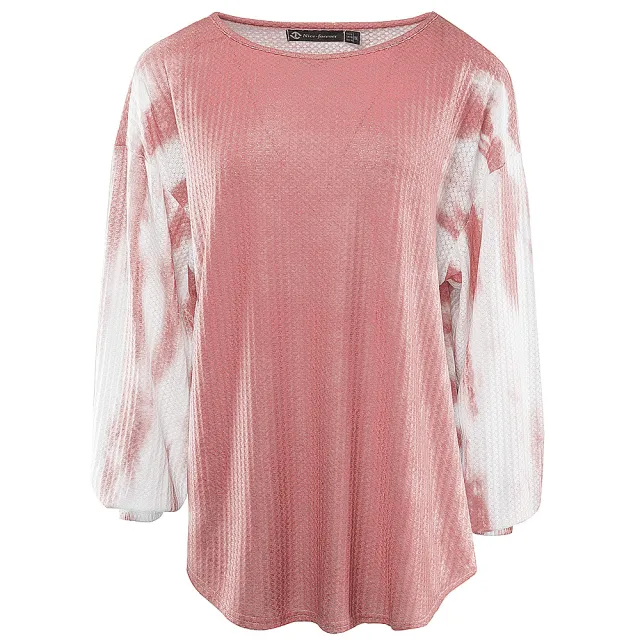 Tie dye Gradient Color Loose Casual Women's Sweater Red - Shop at LoveMi