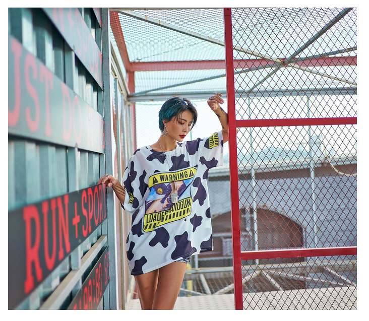 Tide Brand Shor Sleeved High Street Short-Sleeved Cow Short-Sleeved