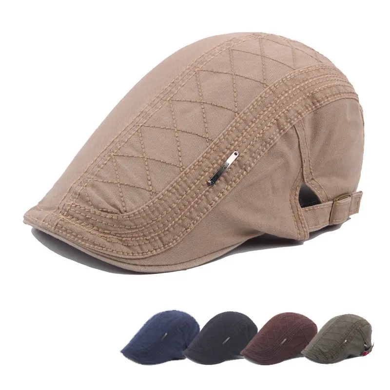 Hat Men'S Cotton Peaked Cap British Retro Beret Outdoor