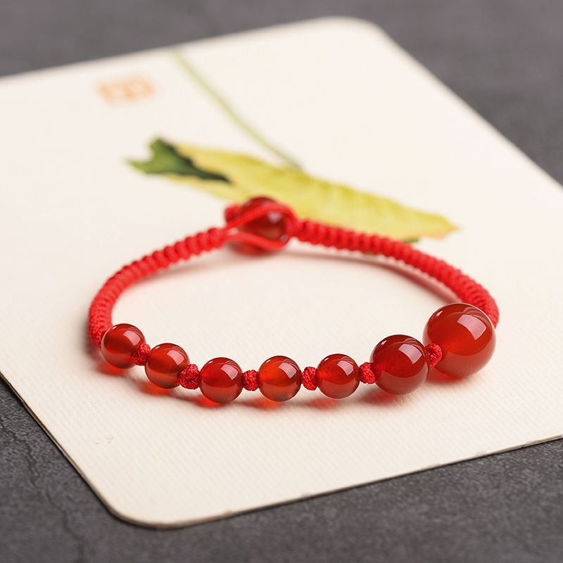 Hanjie Natural Red Agate Natal Year Transfer Red String Bracelet Lovers