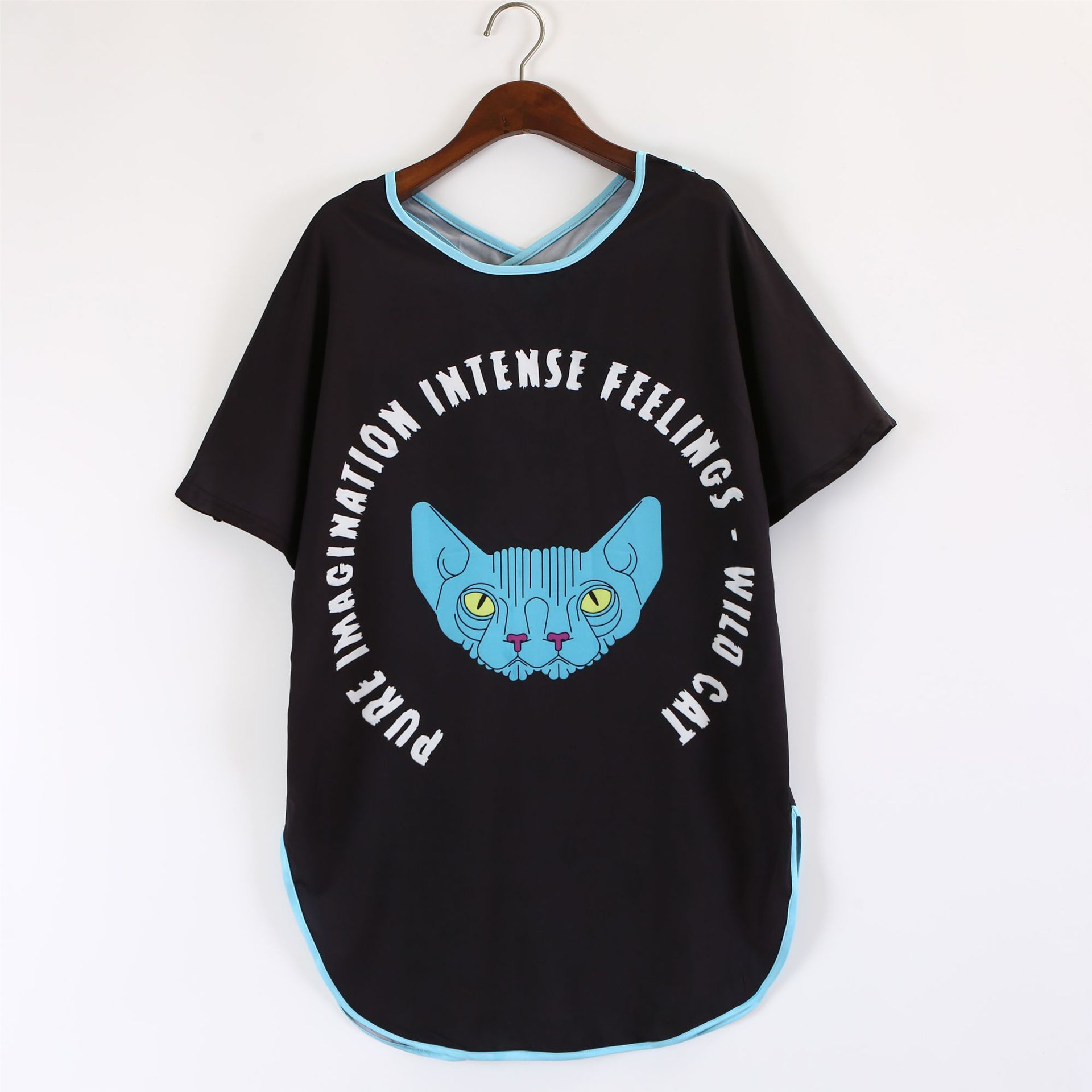 Title 2, Slit Open Back Irregular Alien Cat Black Loose ...