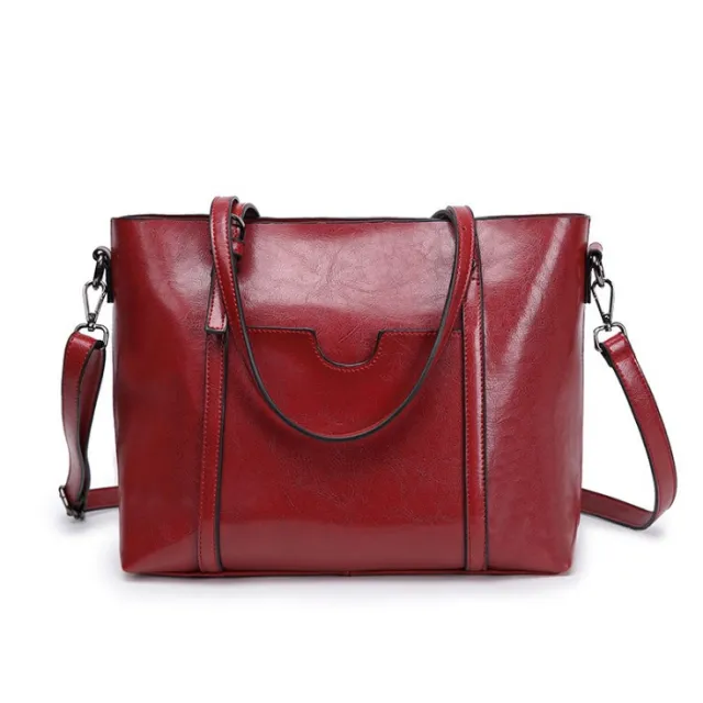 Retro European And American One Shoulder Messenger Bag Foreign Trade Oil Wax Leather Ladies Handbag Tote Bag Red - Shop at LoveMi