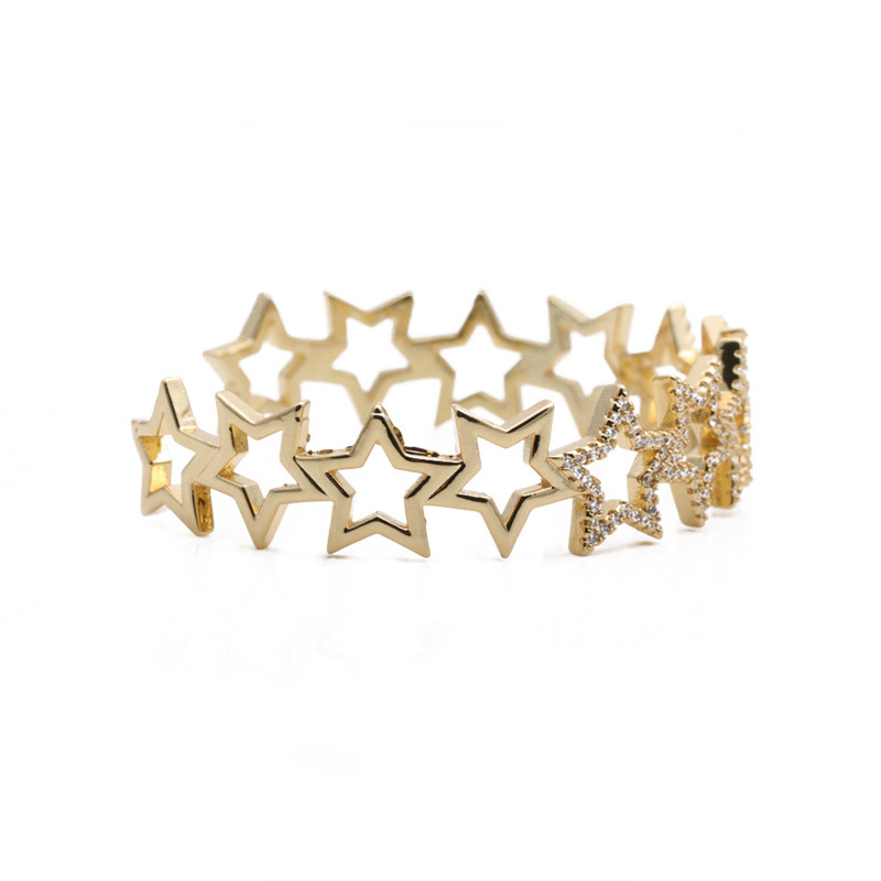 European And American Star Open Copper Micro-Inlaid Zircon Bracelet