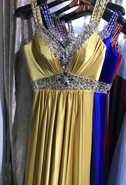 Women Sleeveless Sexy A Line Elegant Wedding Party Formal Gowns Long Evening Dress Yellow - Shop at LoveMi