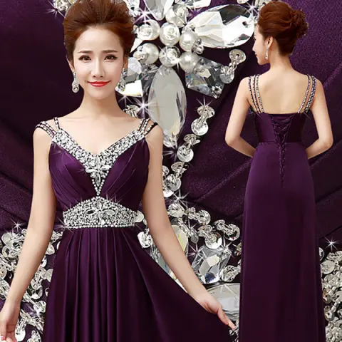 Women Sleeveless Sexy A-Line Elegant Wedding Party Formal Gowns