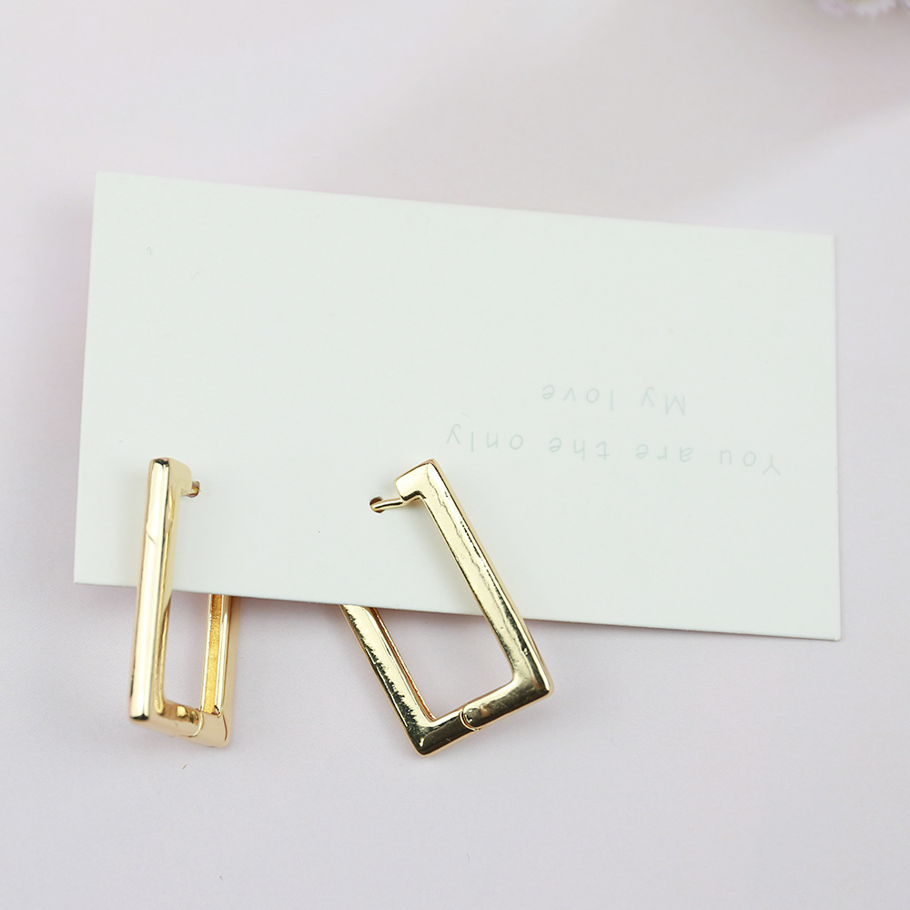 Personality Rectangular Copper Geometric Earrings Female Jewelry