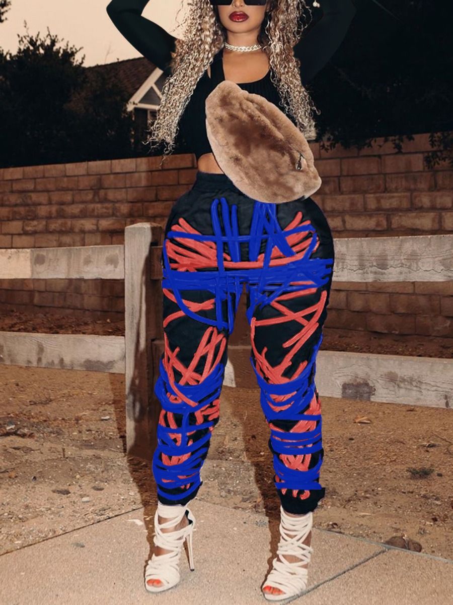 European And American Fashion Women'S Fashion Dark Belt Pants