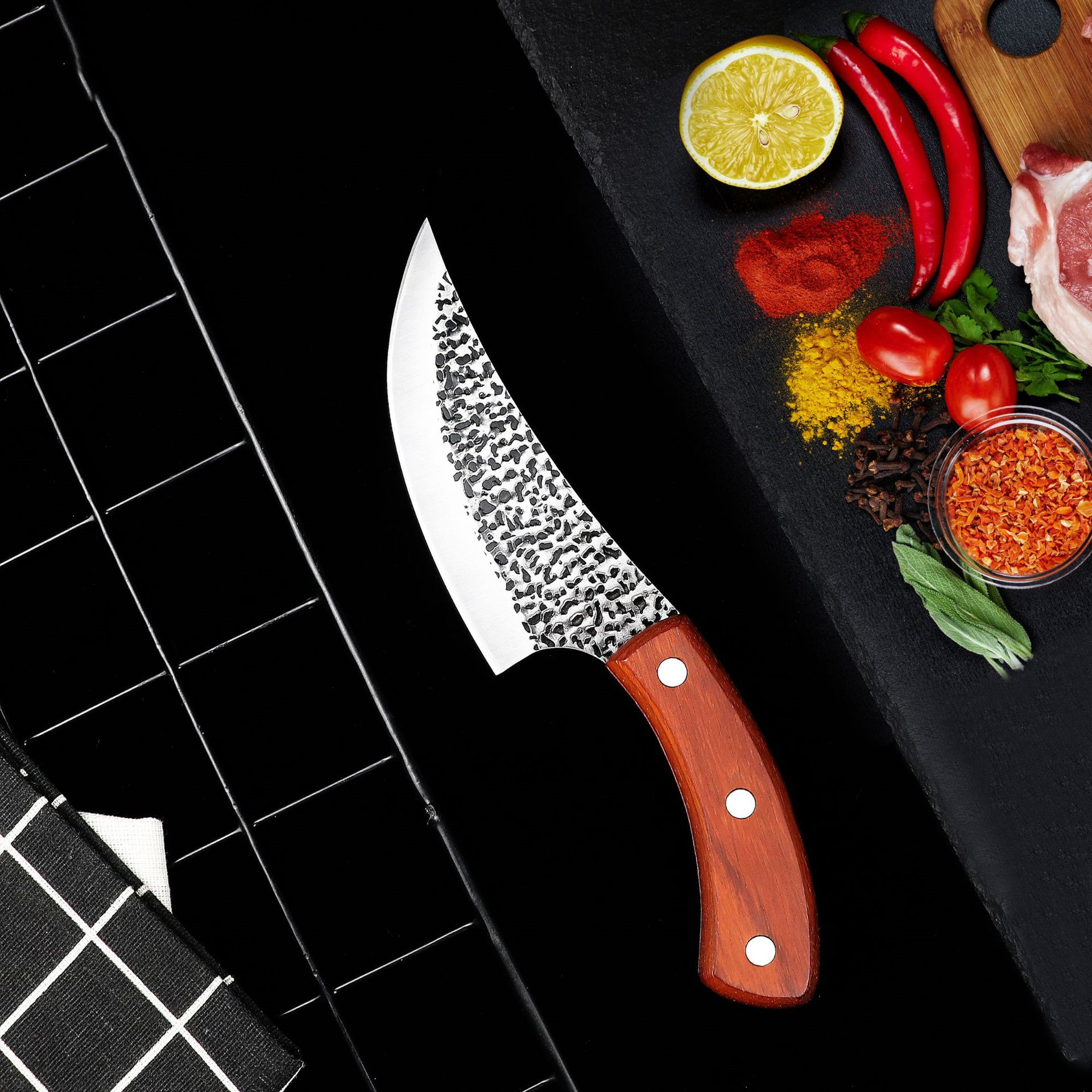 Forged Hammered Small Scimitar High Carbon Steel Household