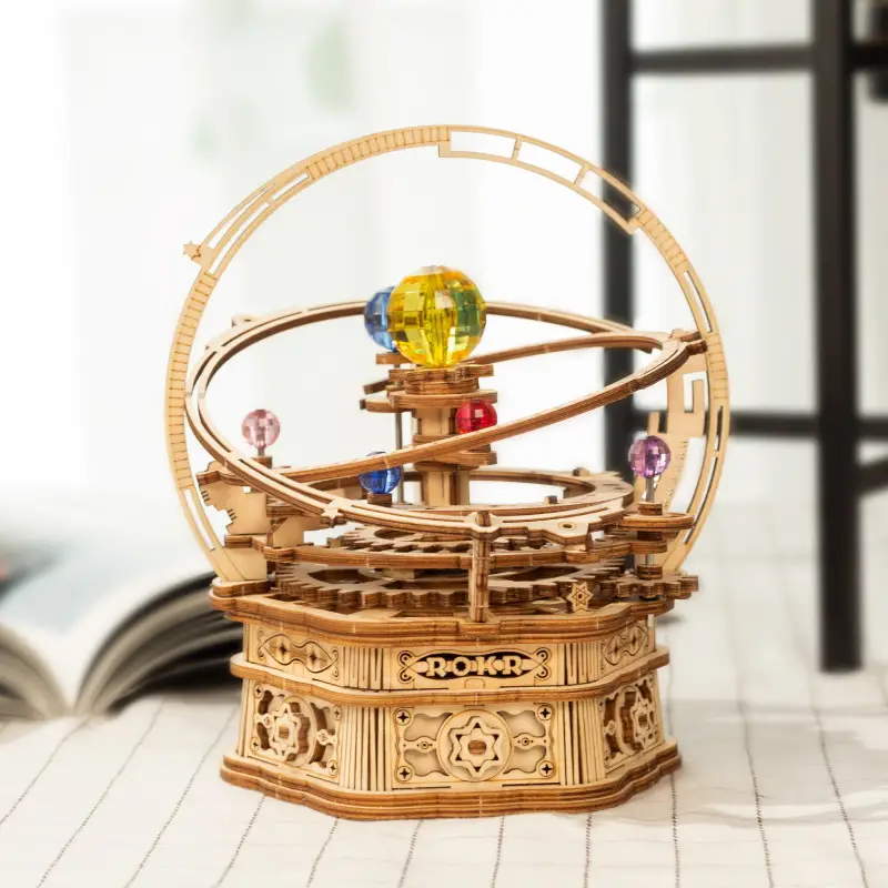 Creative Wooden Diy Handmade Mechanical Model Star Love Akm Music Box Puzzle Gift