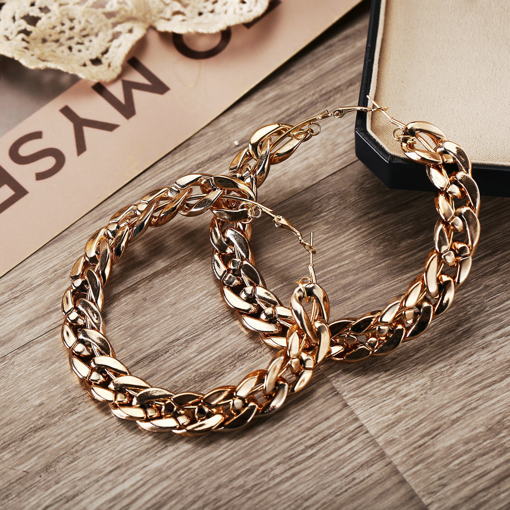 Creative Retro Simple Exaggerated Golden Alloy Earrings