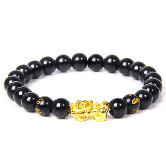 Title 1, Imitated Obsidian Gold Plated Pixiu Bracelet