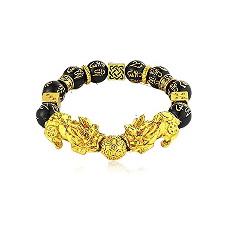 Title 4, Imitated Obsidian Gold Plated Pixiu Bracelet