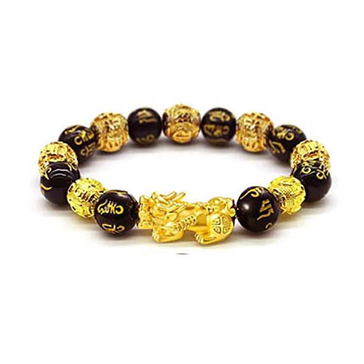 Title 5, Imitated Obsidian Gold Plated Pixiu Bracelet