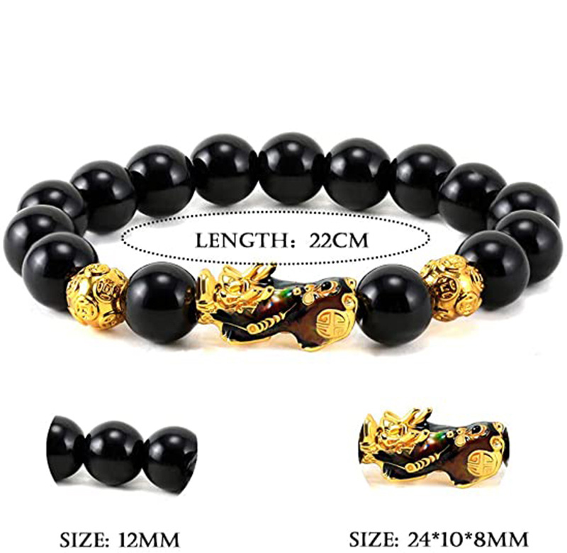 Title 6, Imitated Obsidian Gold Plated Pixiu Bracelet