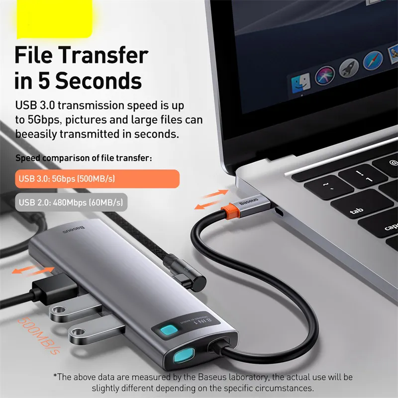 Metal Shimmer Typec Hub Multi-function Docking Station 4K HD USB Notebook 6-in-1 – image 5