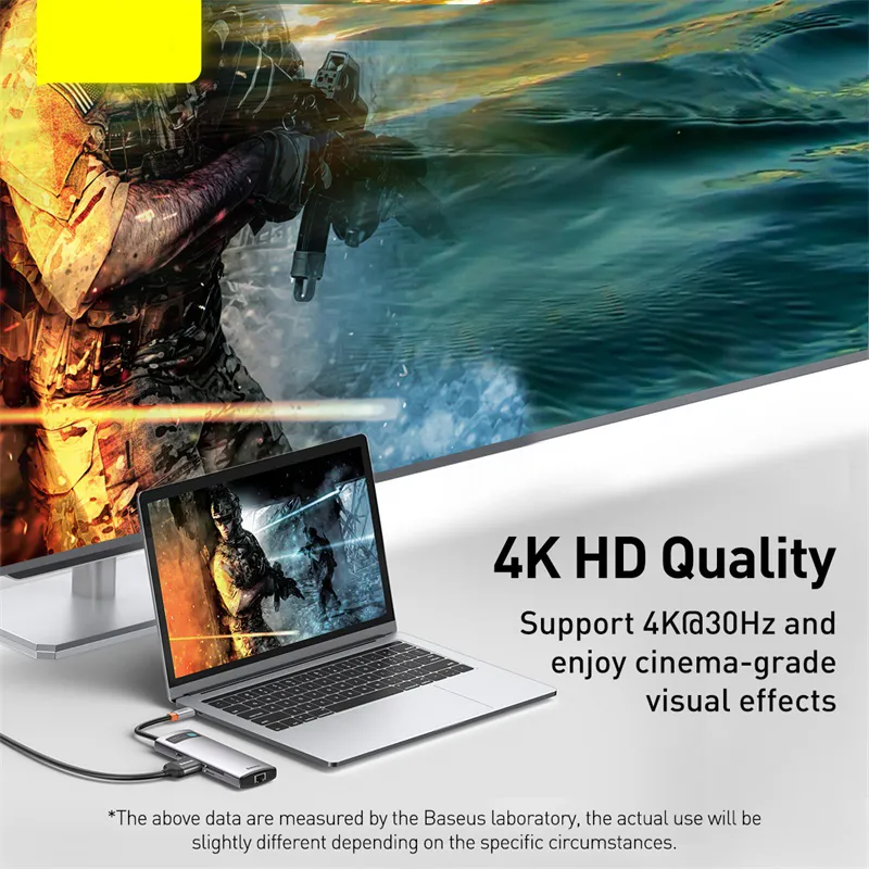Metal Shimmer Typec Hub Multi-function Docking Station 4K HD USB Notebook 6-in-1 – image 3