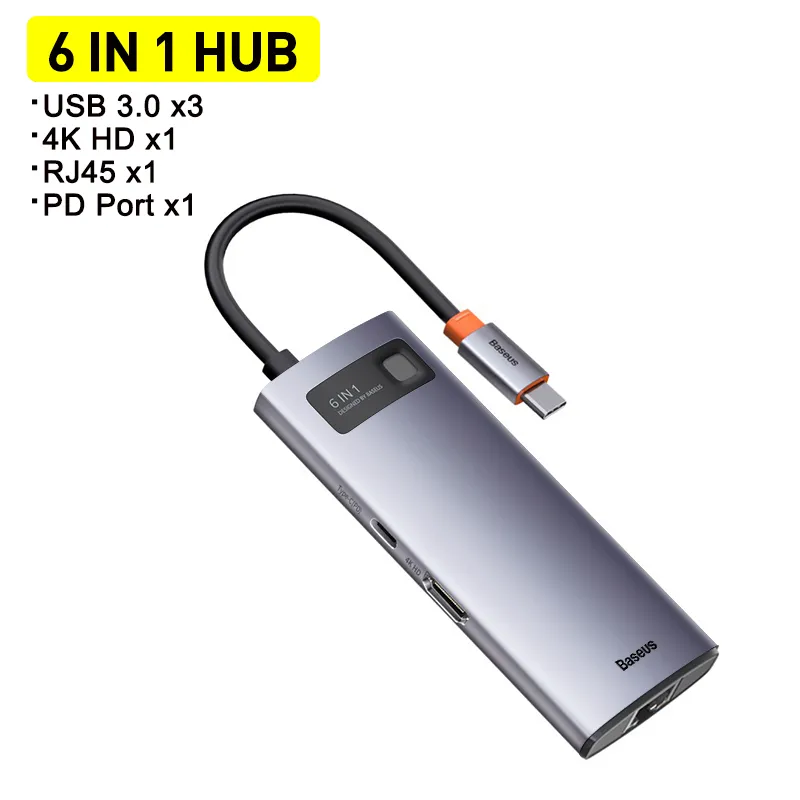Metal Shimmer Typec Hub Multi-function Docking Station 4K HD USB Notebook 6-in-1 – image 4