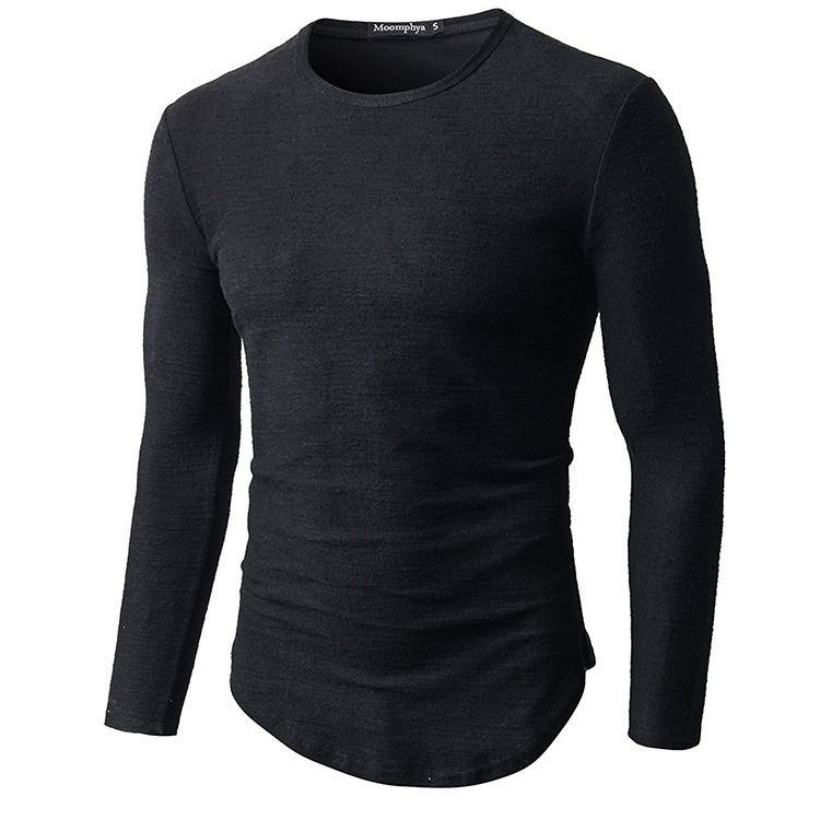 European And American Men's Solid Color Round Neck Bottoming Shirt